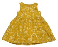 Okrové bavlněné šaty se žirafami F&F