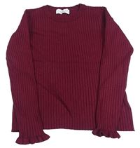 Vínový žebrovaný svetr H&M