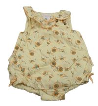 Smetanový plátěný kraťasový overal s kytičkami Shabby Chic