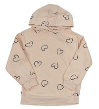 Světlerůžová mikina se srdíčky a kapucí Primark