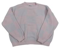 Světlerůžovo-fialový kostkovaný crop svetr Primark