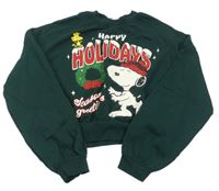 Tmavozelená crop mikina se Snoopym H&M