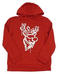 Červená mikina se sobem a kapucí Primark