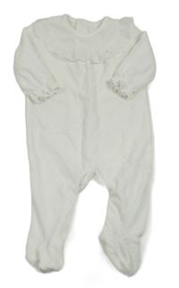 Bílý vzorovaný sametový overal s volánkem Matalan 