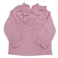 Růžová žebrovaná halenka s mašlí Shein