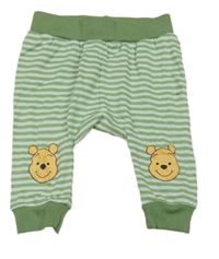 Zeleno-bílé pruhované tepláky s medvídkem Pú Disney