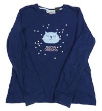 Tmavomodré triko s kočkou Pocopiano