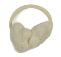 Smetanové kožešinové klapky na uši s perličkami 