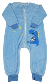 Modrá chlupatá kombinéza s dinosaurem 