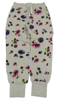Šedé tepláky s květy Kids