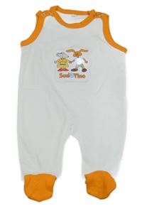 Bílo-oranžové dupačky se zvířátky Gens