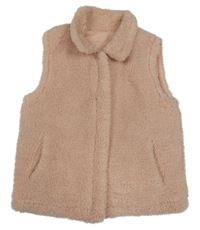 Světlerůžová huňatá zateplená vesta Dunnes