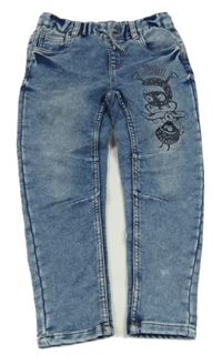 Modré teplákové rifle s příšerkami Kiki&Koko