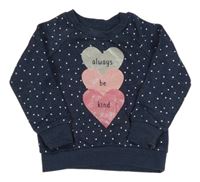 Tmavomodrá mikina se srdíčky a puntíky Primark