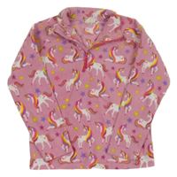 Růžová fleecová funkční mikina s jednorožci Mountain Warehouse