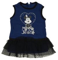 Tmavomodro-černé šaty s Minnie Disney 