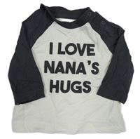 Bílo-tmavošedé triko s nápisem Nutmeg