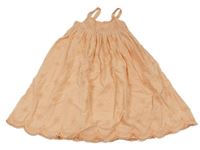 Růžové kytičkované plátěné midi šaty Kiabi 