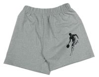 Šedé melírované sportovní kraťasy s basketbalistou 