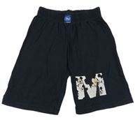 Tmavomodré teplákové kraťasy s Mickeym 