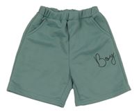 Zelenošedé teplákové kraťasy s nápisem Shein