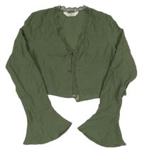 Khaki plisované halenkové bolerko s krajkou H&M