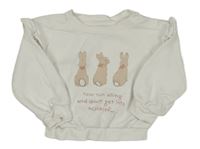 Bílá oversize mikina se zajíčky a volánky M&S