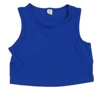 Safírový žebrovaný crop top Shein 