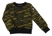 Khaki-černá army mikina s kapsou Happy Star