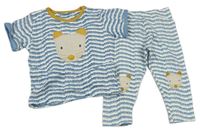 Bílo-modro-medové vzorované pyžamo s myškou M&S