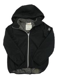 Černá softshellová bunda s hvězdičkami a odepínací kapucí H&M