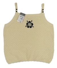 Nové - smetanový vzorovaný pletený crop top s květem PRIMARK