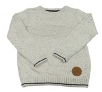 Bíllo-světlešedý melírovaný svetr s nášivkou F&F