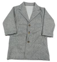 Šedý melírovaný flaušový kabát s límečkem SHEIN