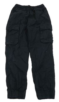 Černé kostkované cargo cuff plátěné kalhoty Nutmeg