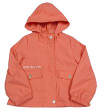 Lososová nepromokavá jarní bunda s nápisem a kapucí KIABI