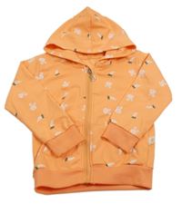 Oranžová propínací mikina se zajíčky a mrkvičkami a kapucí