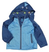 Modro-tmavomodrá šusťáková funkční jarní bouda s odepínací kapucí impidimpi