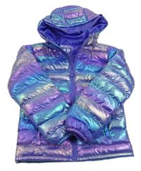 Fialovo-modrá metalická prošívaná šusťáková funkční pod/zimní bunda s kapucí MOUNTAIN WAREHOUSE