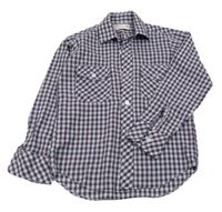 Tmavomodro-bílo-červená kostkovaná košile 