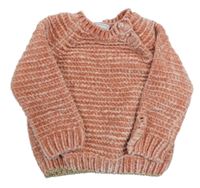 Růžový melírovaný žinylkový svetr Fagottino