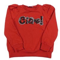 Červená mikina s nápisem s flitry mayoral