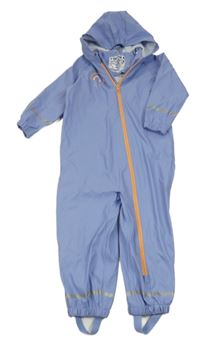 Modrofialová nepromokavá kombinéza s duhou a kapucí lupilu