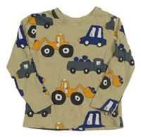 Béžové triko s auty a bagry PRIMARK