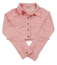 Růžová riflová crop bunda s límečkem name it.