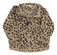 Béžovo-hnědo-černá vzorovaná fleecová propínací mikina H&M