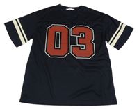 Tmavomodrý dres s číslem a pruhy H&M