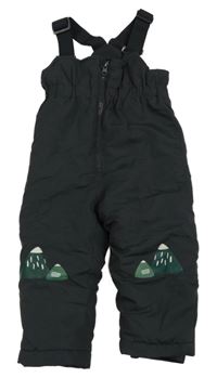 Tmavošedé šusťákové zimní laclové oteplovačky s horami so cute