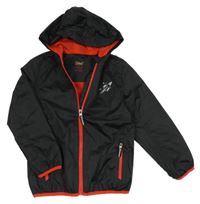 Černo-červená šusťáková funkční jarní bunda s raketou a kapucí crivit