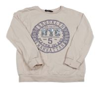 Světlepudrová mikina se znakem s písmenky z flitrů a nápisy George